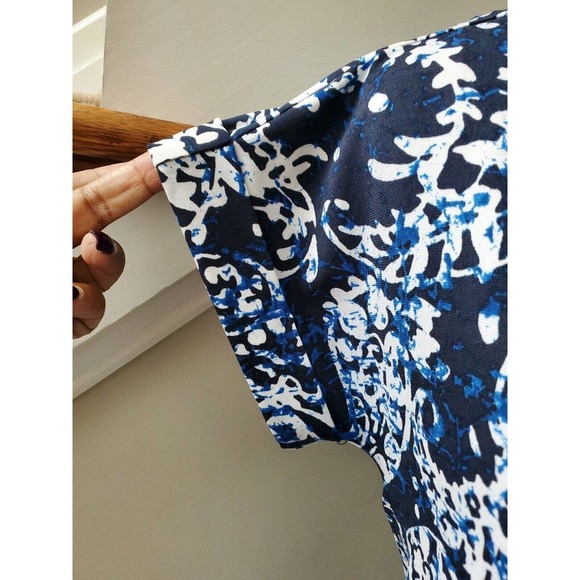 Michael Kors Women's Blue Polyester Round Neck Short Sleeve Knee Length Dress S - Picture 6 of 12